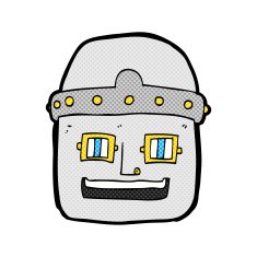 comic cartoon robot head N7