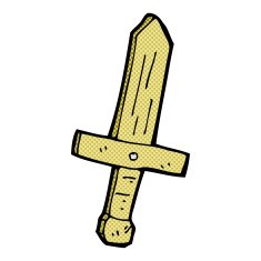 comic cartoon wooden sword