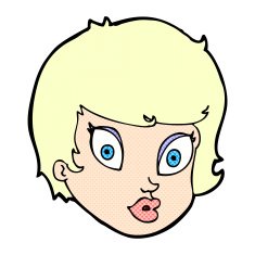 comic cartoon surprised female face N3