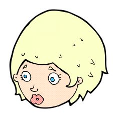 comic cartoon girl with concerned expression