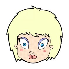 comic cartoon surprised female face N4