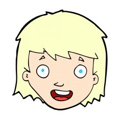 comic cartoon happy female face N19