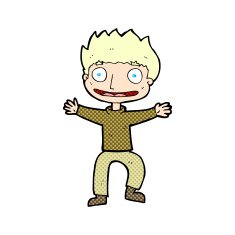 comic cartoon grinning boy