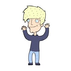 comic cartoon man waving arms