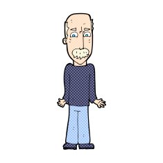comic cartoon dad shrugging shoulders