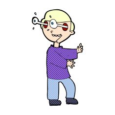 comic cartoon boy with popping out eyes