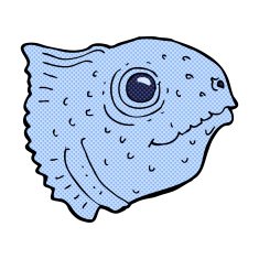 comic cartoon fish head N3