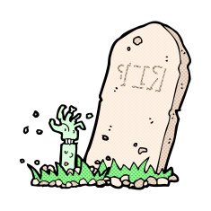 comic cartoon zombie rising from grave N2
