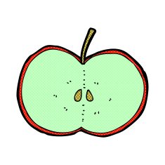 comic cartoon sliced apple