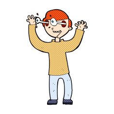 comic cartoon man with eyes popping out of head