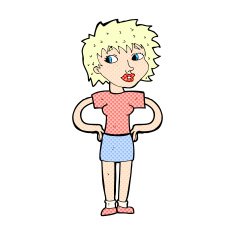 comic cartoon woman with hands on hips N22