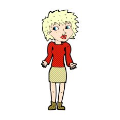 comic cartoon woman shrugging shoulders N49