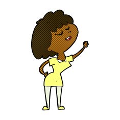 comic cartoon happy woman about to speak N2