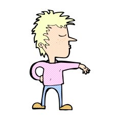 comic cartoon man making camp gesture N3