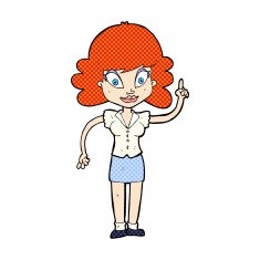 comic cartoon happy woman with idea