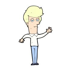 comic cartoon bored man waving