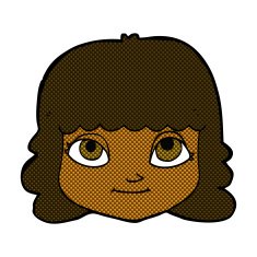 comic cartoon happy female face N22