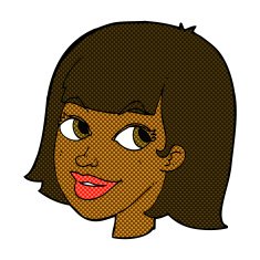 comic cartoon happy female face N23