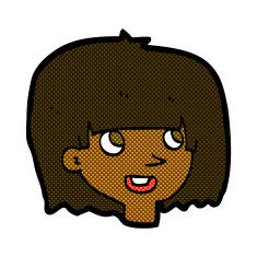 comic cartoon happy female face N24