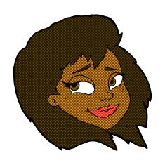 comic cartoon happy female face N26
