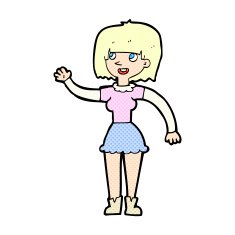 comic cartoon girl waving N3
