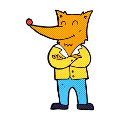 comic cartoon fox in shirt