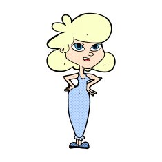 comic cartoon girl with hands on hips N2