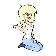 comic cartoon pretty girl waving N3