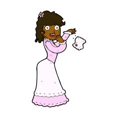 comic cartoon victorian woman dropping handkerchief N2