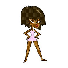 comic cartoon angry woman in dress N2