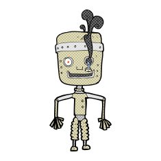 comic cartoon malfunctioning robot