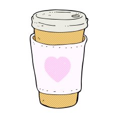 comic cartoon I love coffee cup