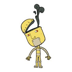 comic cartoon robot with open head