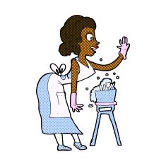 comic cartoon housewife washing up N2