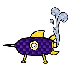 comic cartoon space rocket N7