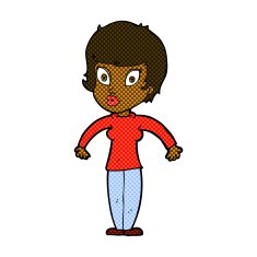 comic cartoon woman shrugging shoulders N50
