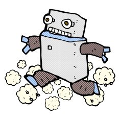 comic cartoon running robot
