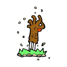 comic cartoon zombie hand rising from ground N2