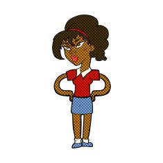 comic cartoon woman with hands on hips N24