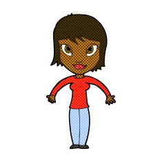 comic cartoon woman shrugging shoulders N53