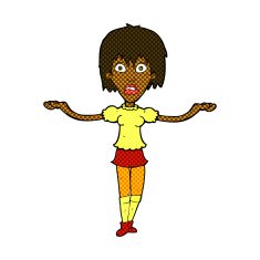 comic cartoon woman shrugging shoulders N54