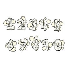 comic cartoon wooden numbers N2
