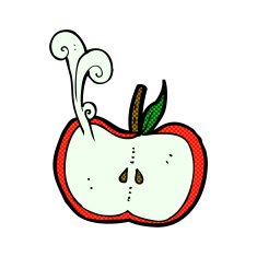 comic cartoon juicy apple half