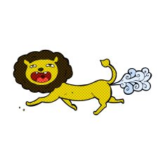 comic cartoon farting lion