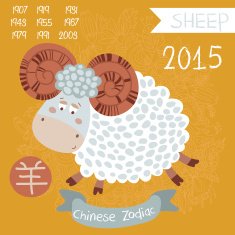 Cute Chinese zodiac sign - Sheep Vector illustrationyears Chi