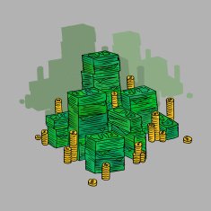 Stack of money in doodle style