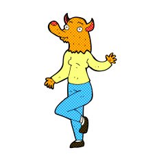comic cartoon dancing fox woman