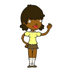 comic cartoon waving woman N18