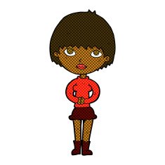 comic cartoon woman waiting patiently N2