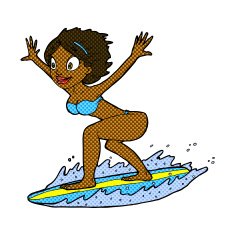 comic cartoon surfer girl N3